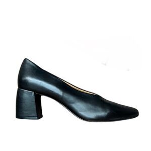 Audley Black Leather Block Heel Pumps | 38.5